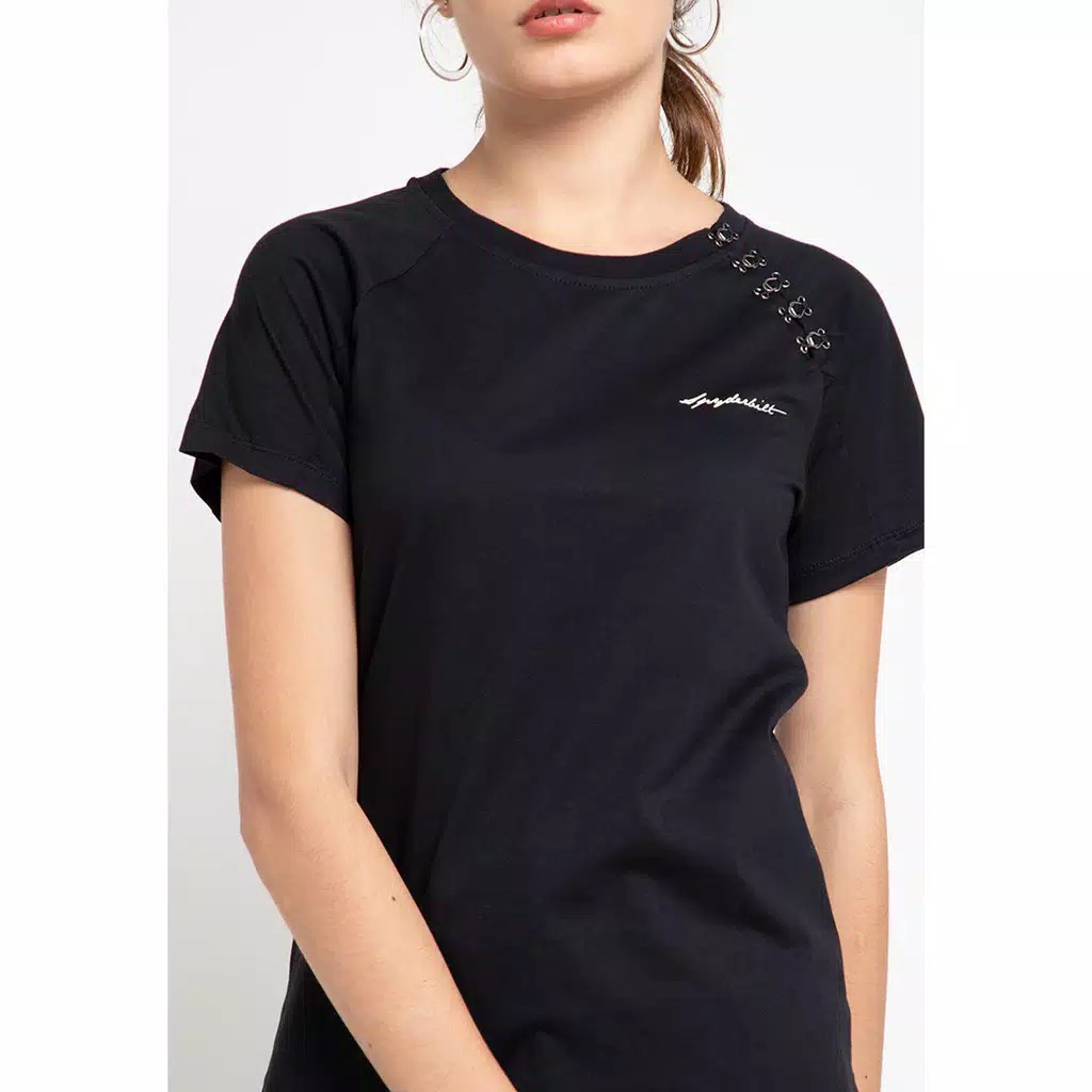 Spyderbilt Kaos Wanita Lengan Pendek Hitam Union LSTS403-BLK