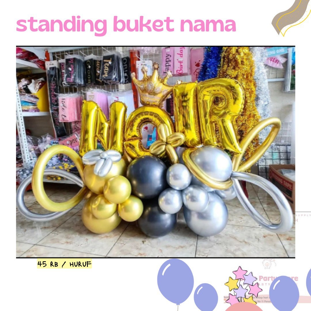 Standing buket 2 in 1 nama Huruf