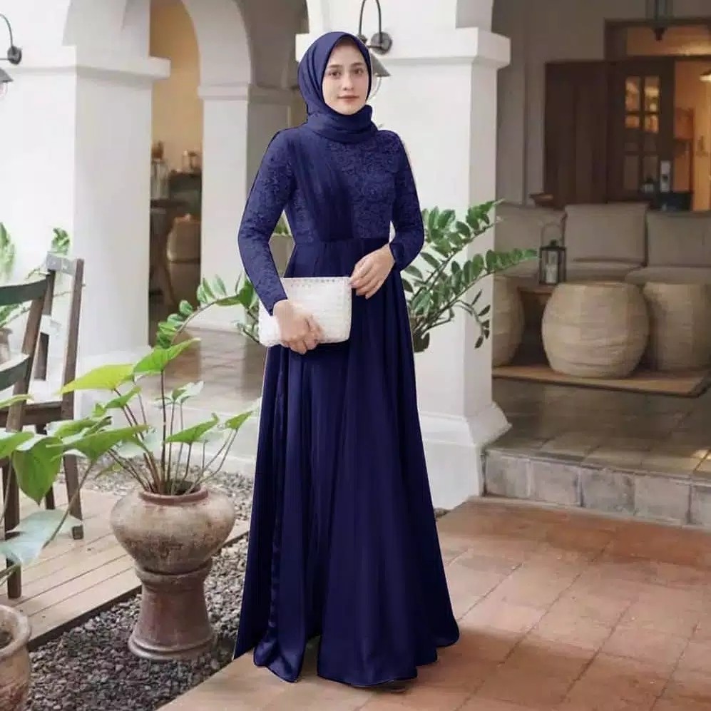 Stevia Dress  Outfit Kondangan  Gamis Brokat Moscrepe Premium 3