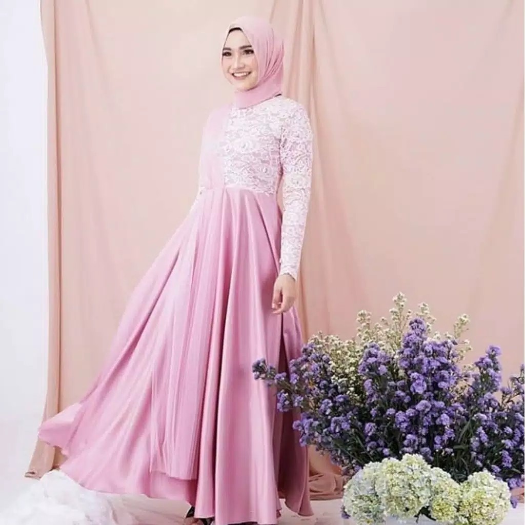 Stevia Dress  Outfit Kondangan  Gamis Brokat Moscrepe Premium 4