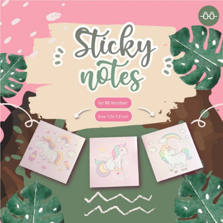 Sticky Notes Unicorn Pink Lucu