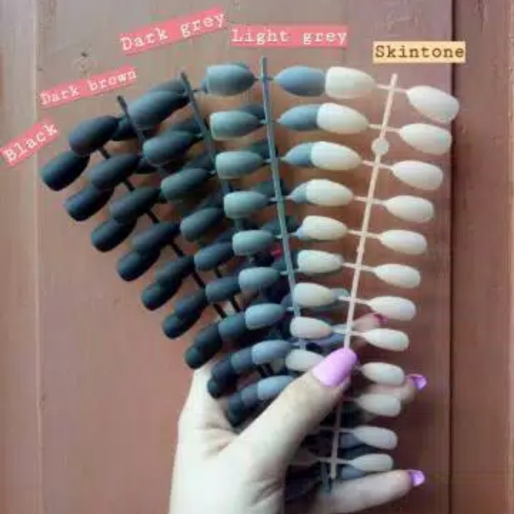 Stiletto Matte Fake Nails  Kuku Palsu free lem gel 1 strip 24pcs 2