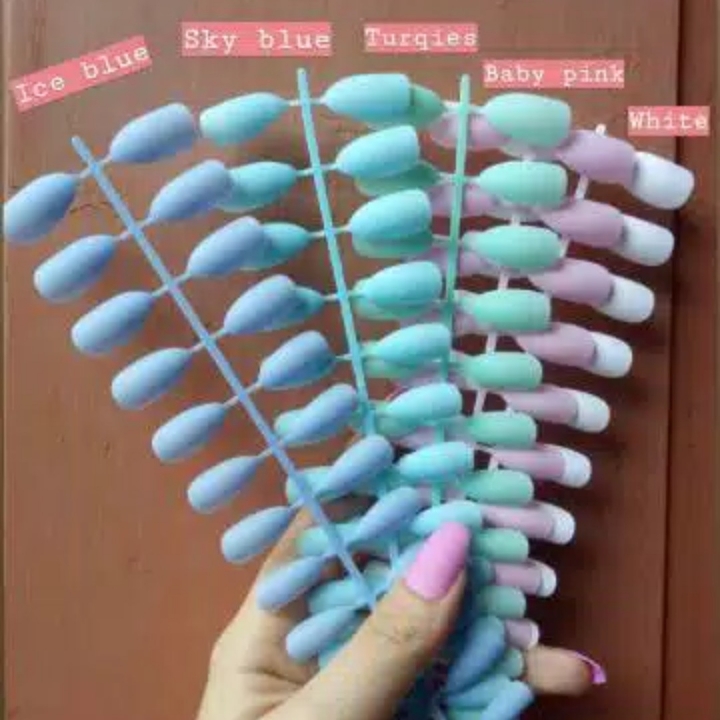 Stiletto Matte Fake Nails  Kuku Palsu free lem gel 1 strip 24pcs 4