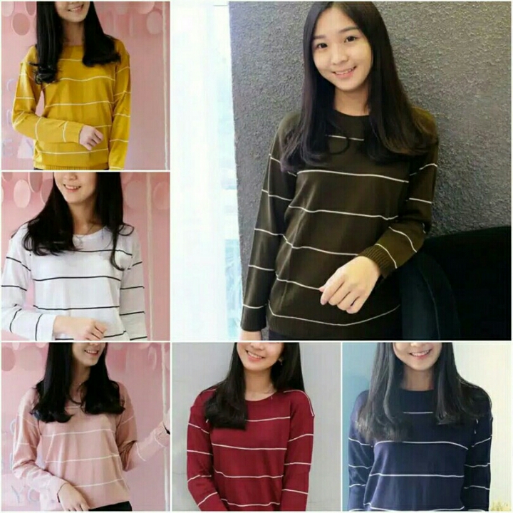 Stripe Baju Rajut Sweater