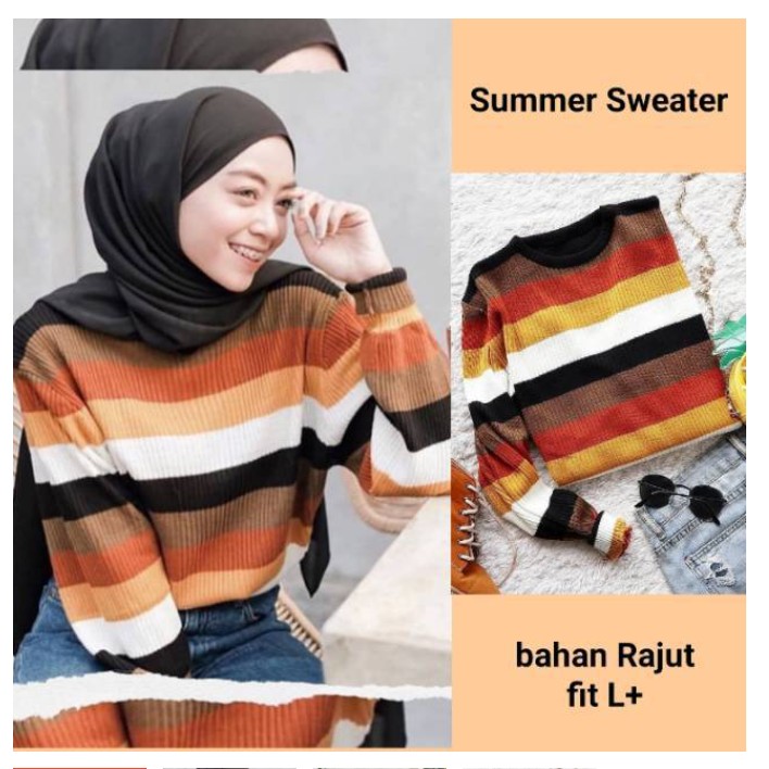 Summer sweaterBahan Rajut halusTektur garis Ld 100cm Pj 75c