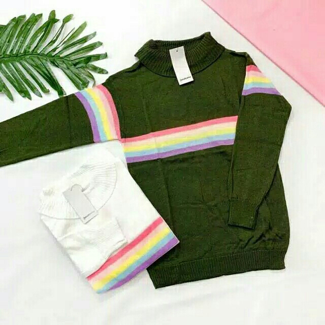 Sweater Rajut Rainbow Abu 2