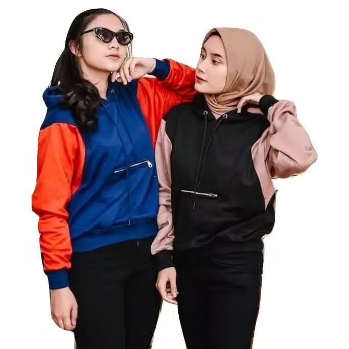 Sweater Wanita Alya Zipper Hooide Sweater Fleece 2