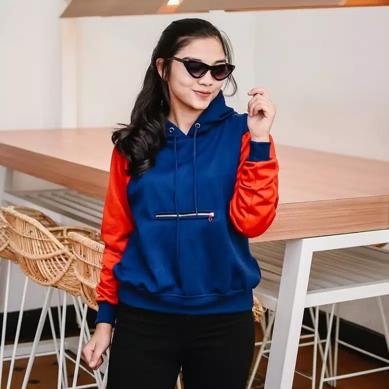 Sweater Wanita Alya Zipper Hooide Sweater Fleece 3