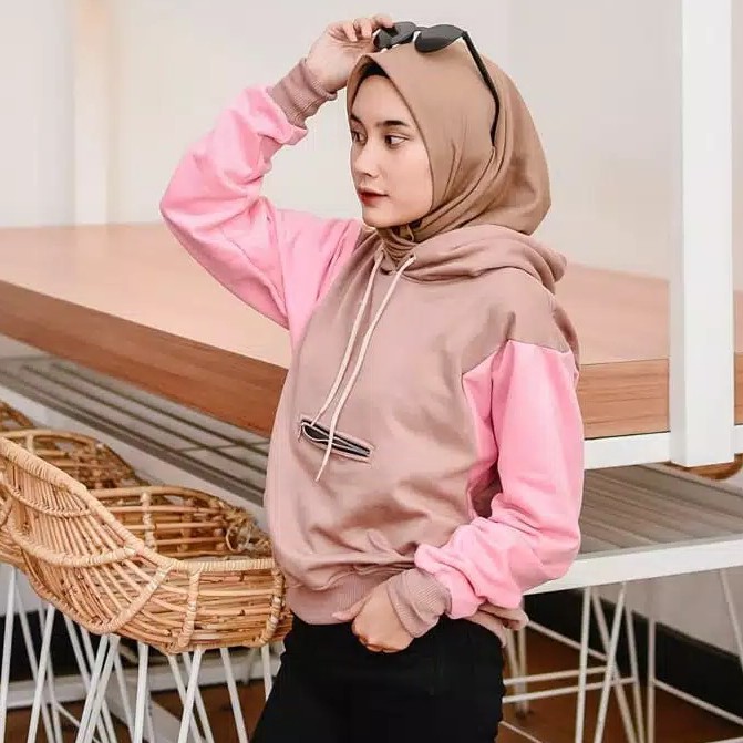 Sweater Wanita Alya Zipper Hooide Sweater Fleece 4