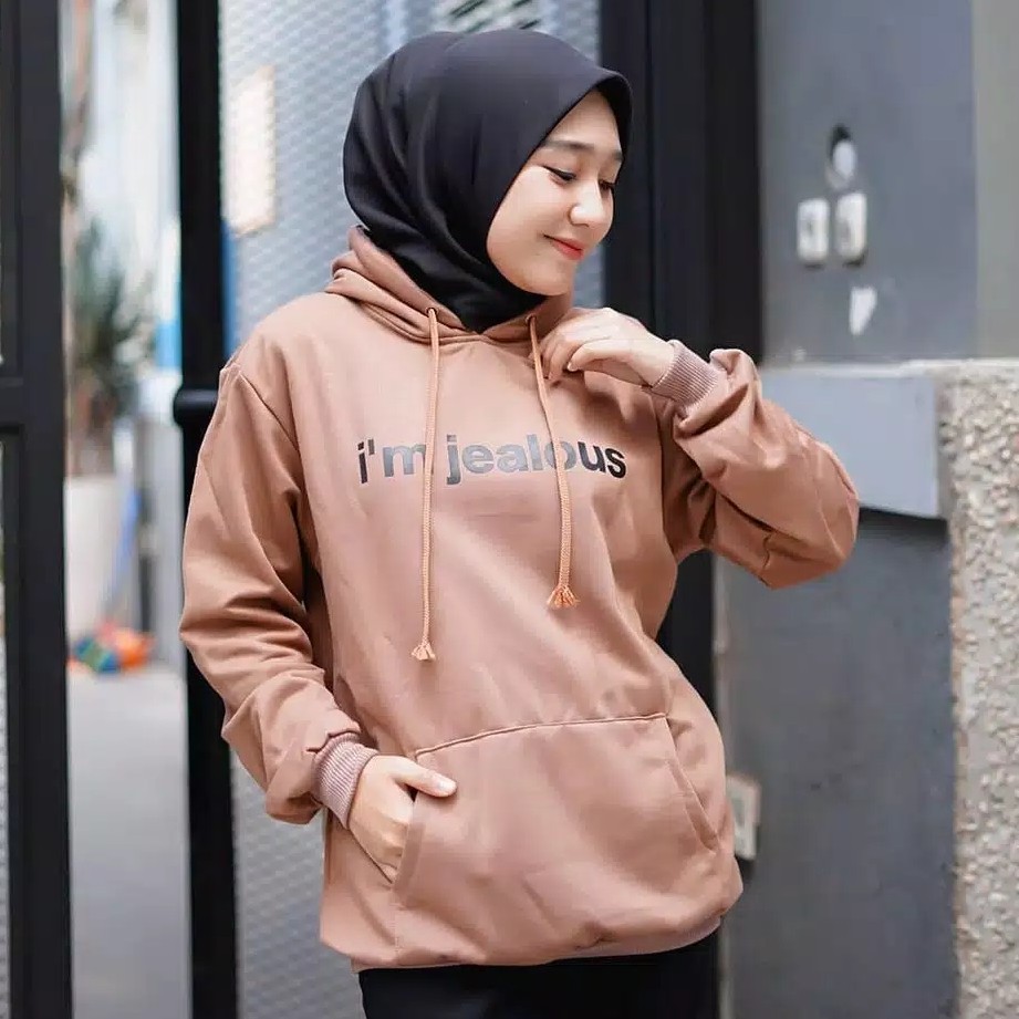 Sweater Wanita Im Jealous Hoodie Sweater Fleece