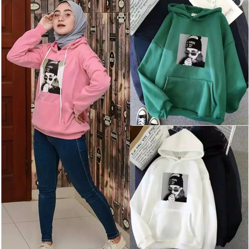 Sweater Wanita Moment Girl Hoodie Sweater Fleece