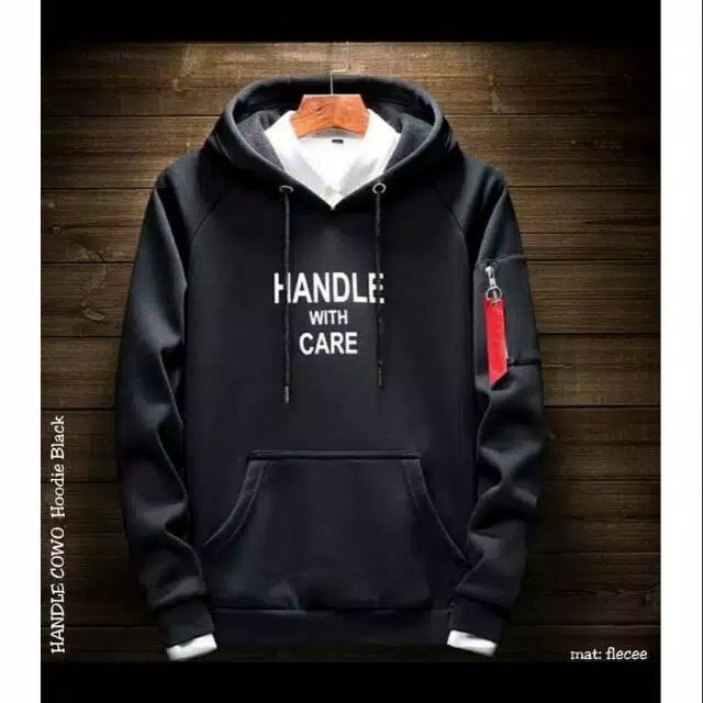 Sweater hodie pria handle with care