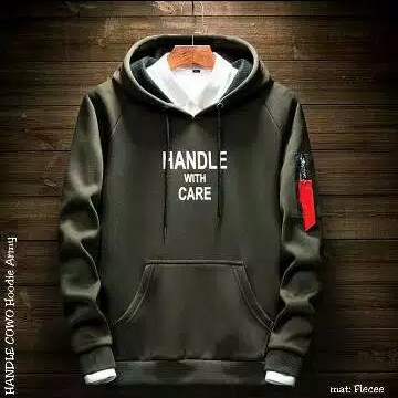 Sweater hodie pria handle with care 2