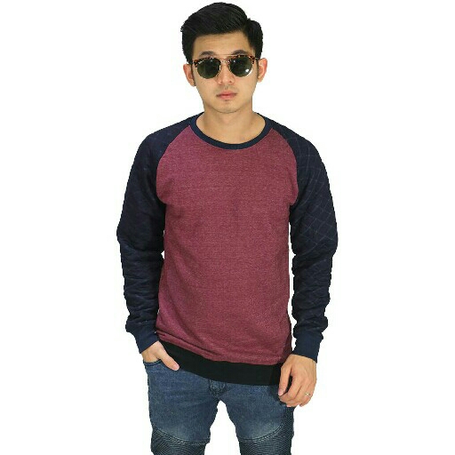 Sweatshirt Raglan Quilted Maroon