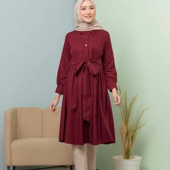 TUNIK SALMA POCKY KANCING MOSCREPE PREIUM 3