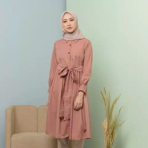 TUNIK SALMA POCKY KANCING MOSCREPE PREIUM 5