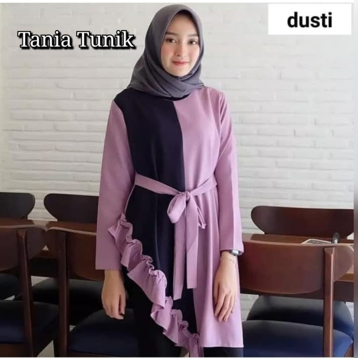 TUNIK TOP TANIA HN Bahan twistcone tebel tidak terawang ld 100cm panj 2