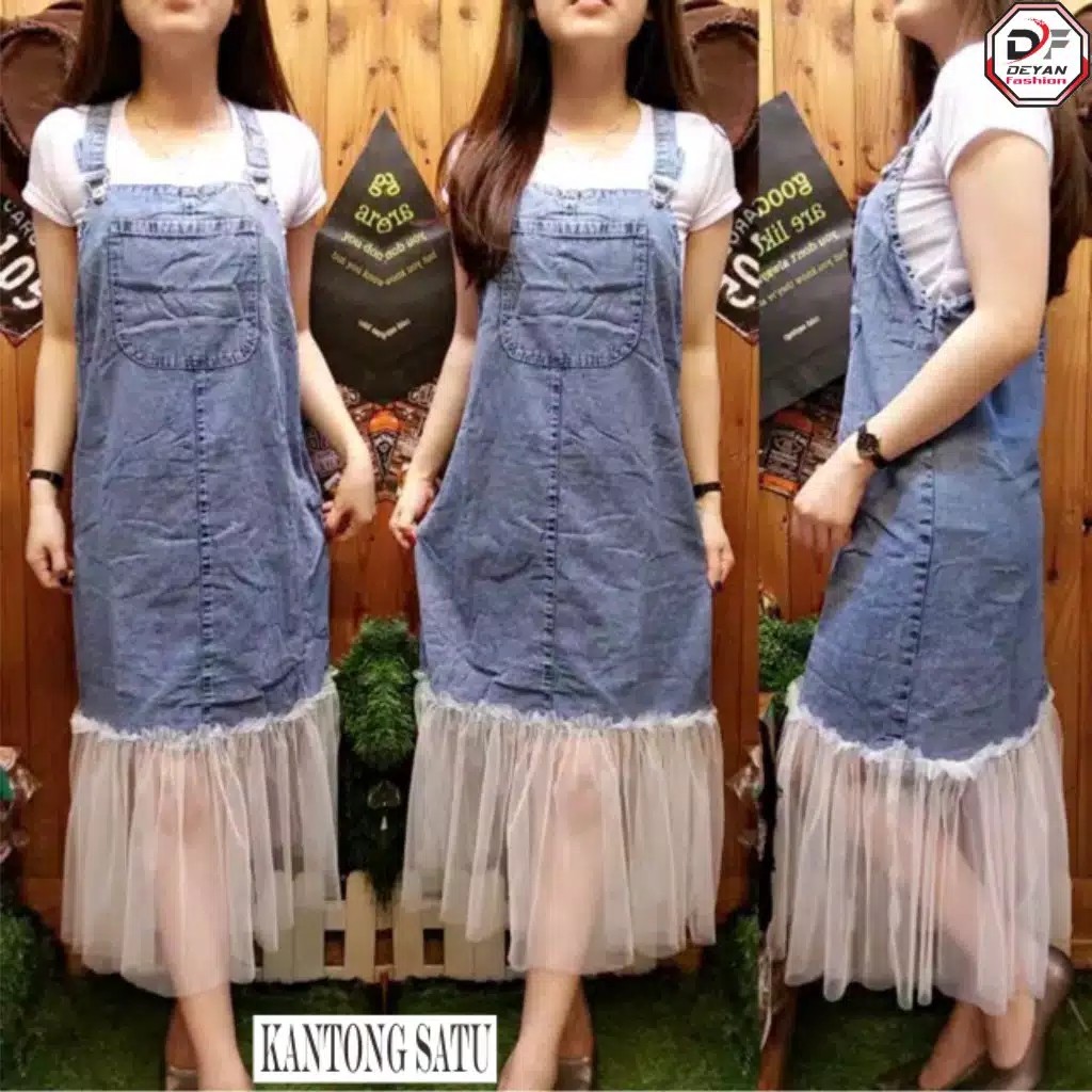 TUTU OVERALL JEANS KOMBINASIBAHAN JEANS WASHED MIX KATUN TUTULD 105 2