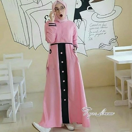 TYA DRESS PINK DAN HITAM