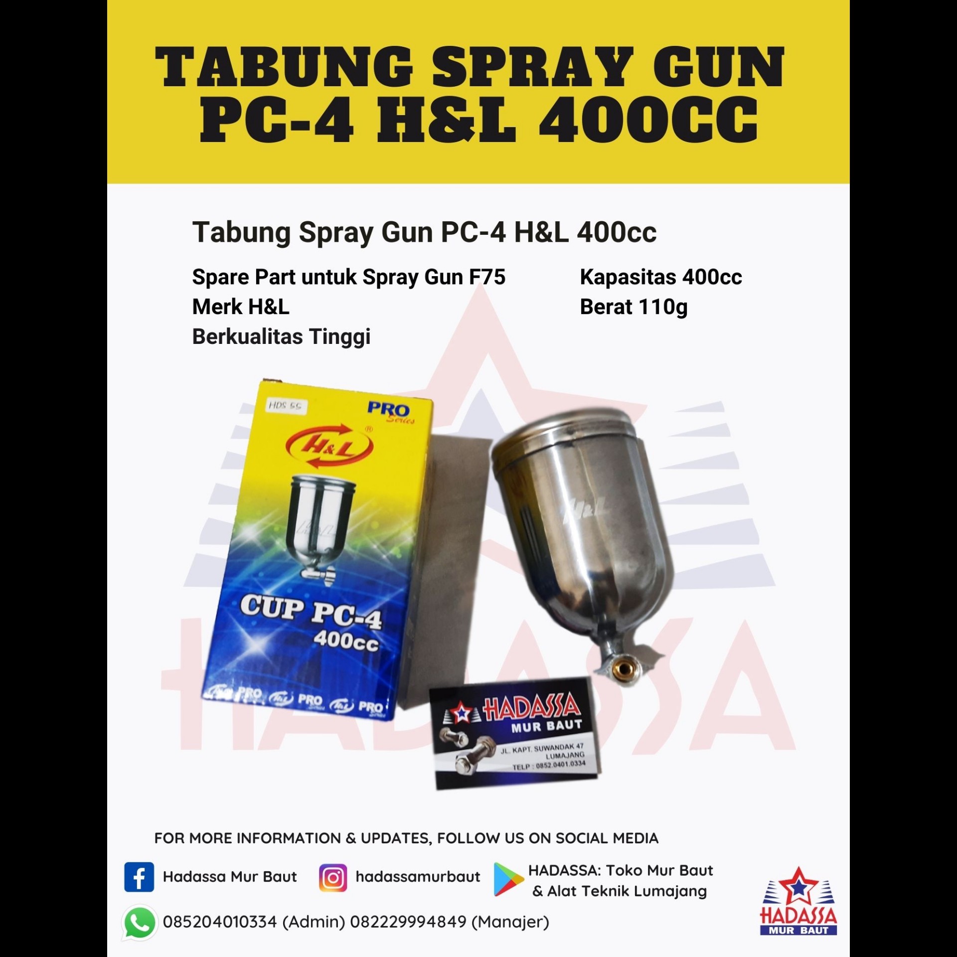 Tabung Spray Gun PC-4 HL 400cc