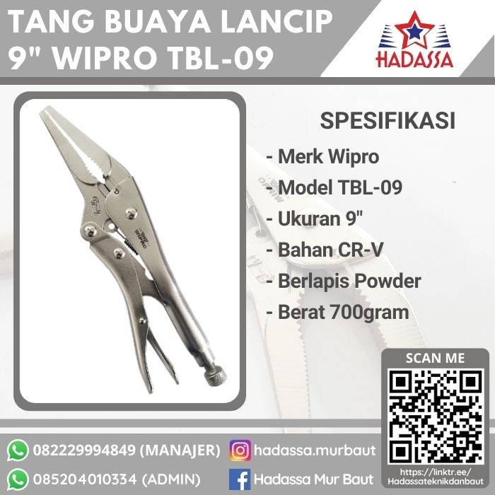 Tang Buaya Lancip 9 Inci Wipro TBL-09