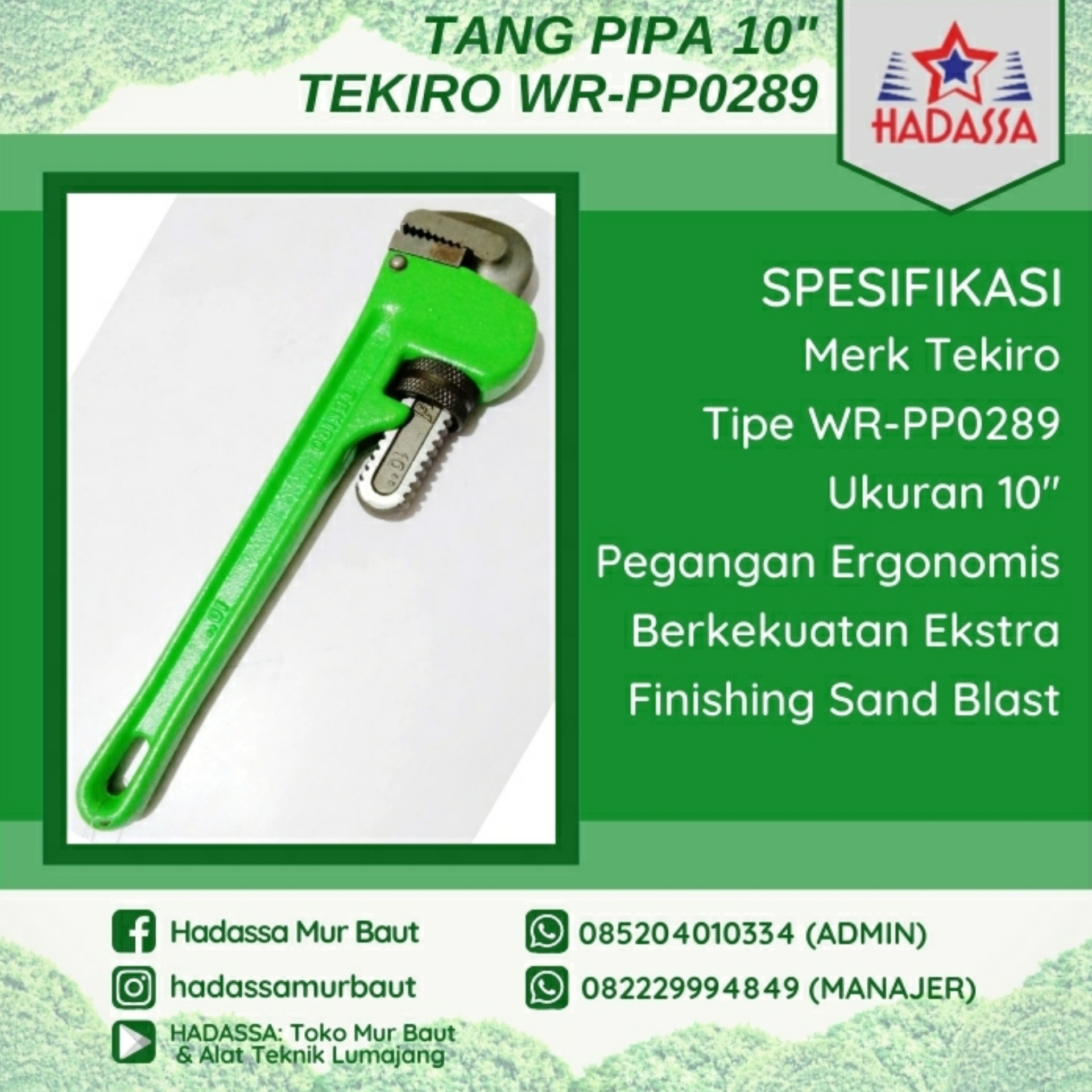 Tang Pipa 10Inci Tekiro WR-PP0289