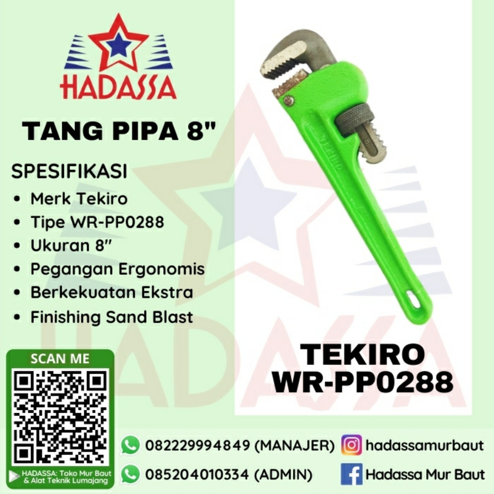 Tang Pipa 8Inci Tekiro WR-PP0288