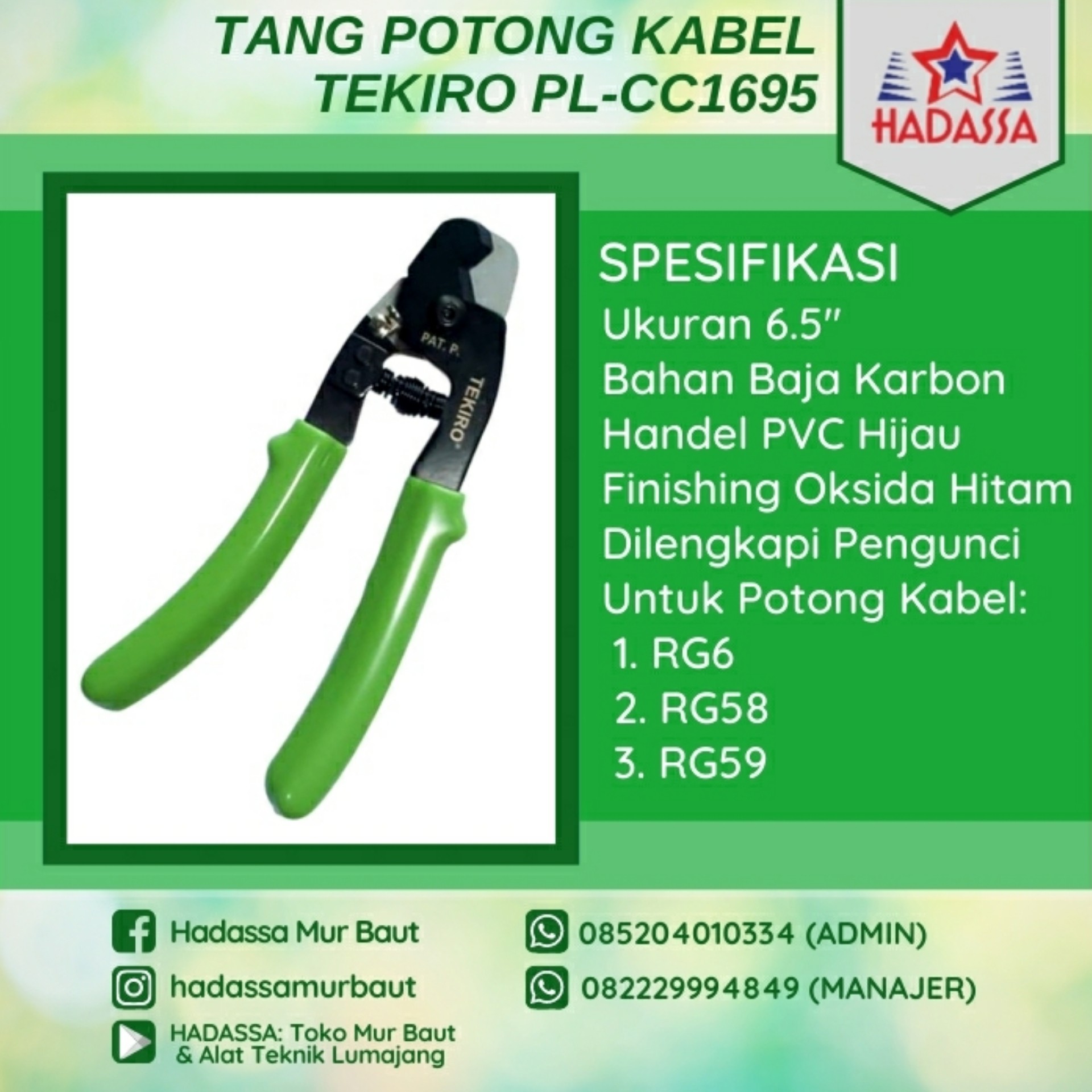 Tang Potong Kabel Tekiro PL-CC1695