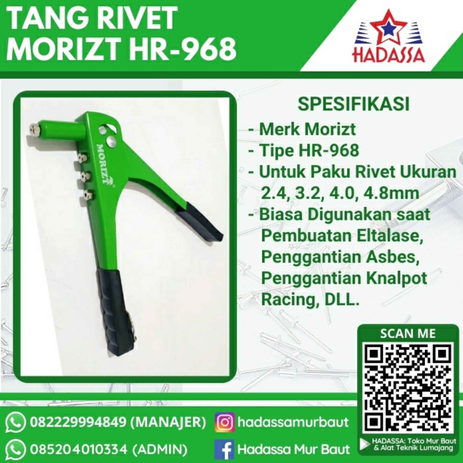 Tang Rivet Morizt HR-968