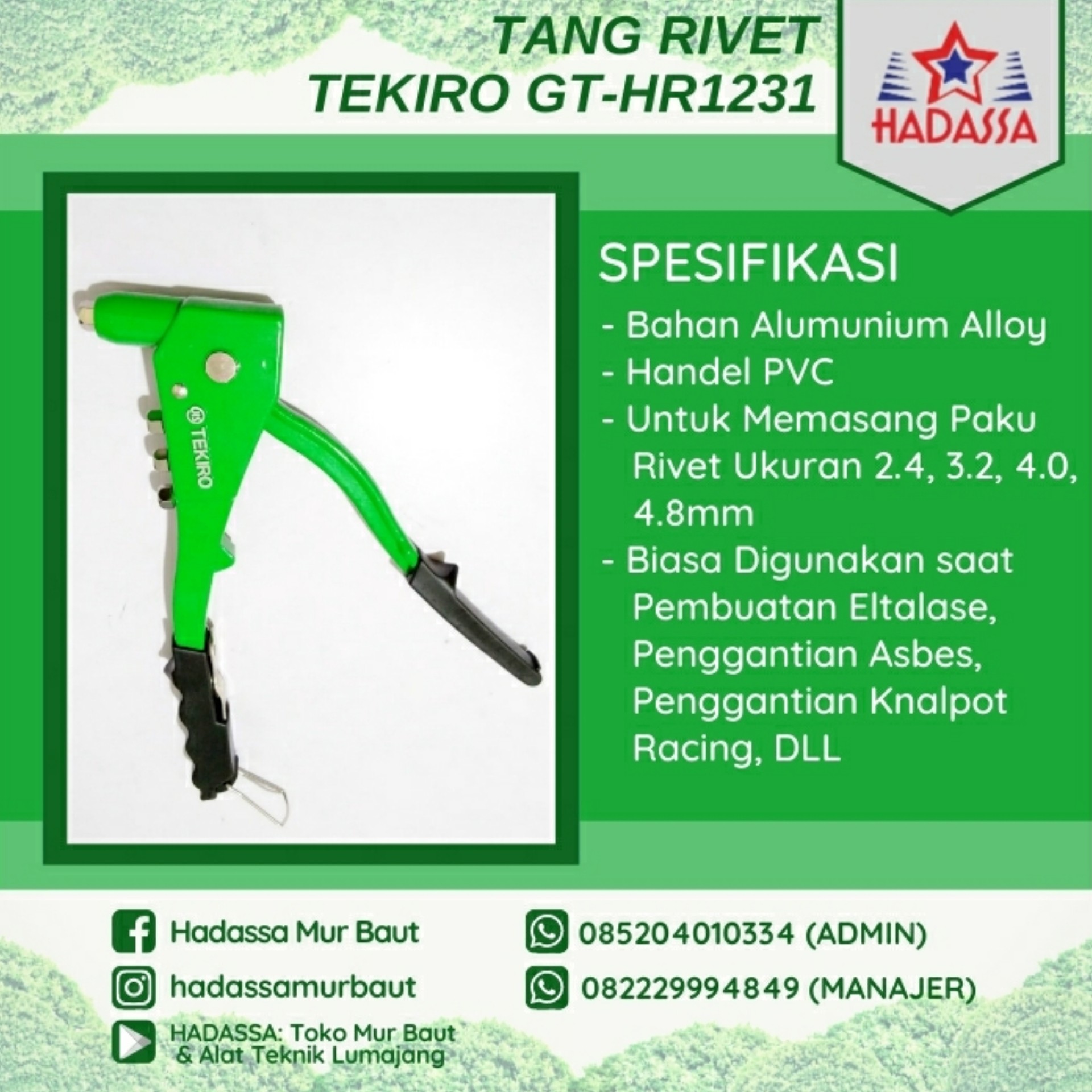 Tang Rivet Tekiro GT-HR1231