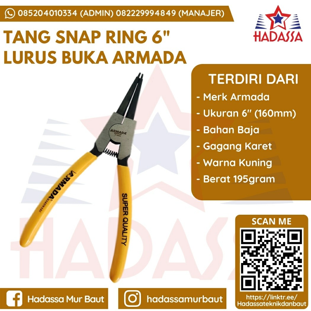 Tang Snap Ring 6 Inci Lurus Buka Armada