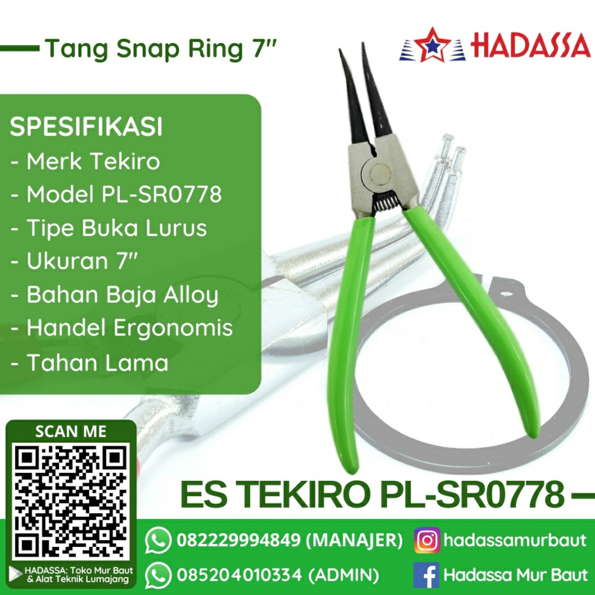 Tang Snap Ring 7 Inci ES Tekiro PL-SR0778