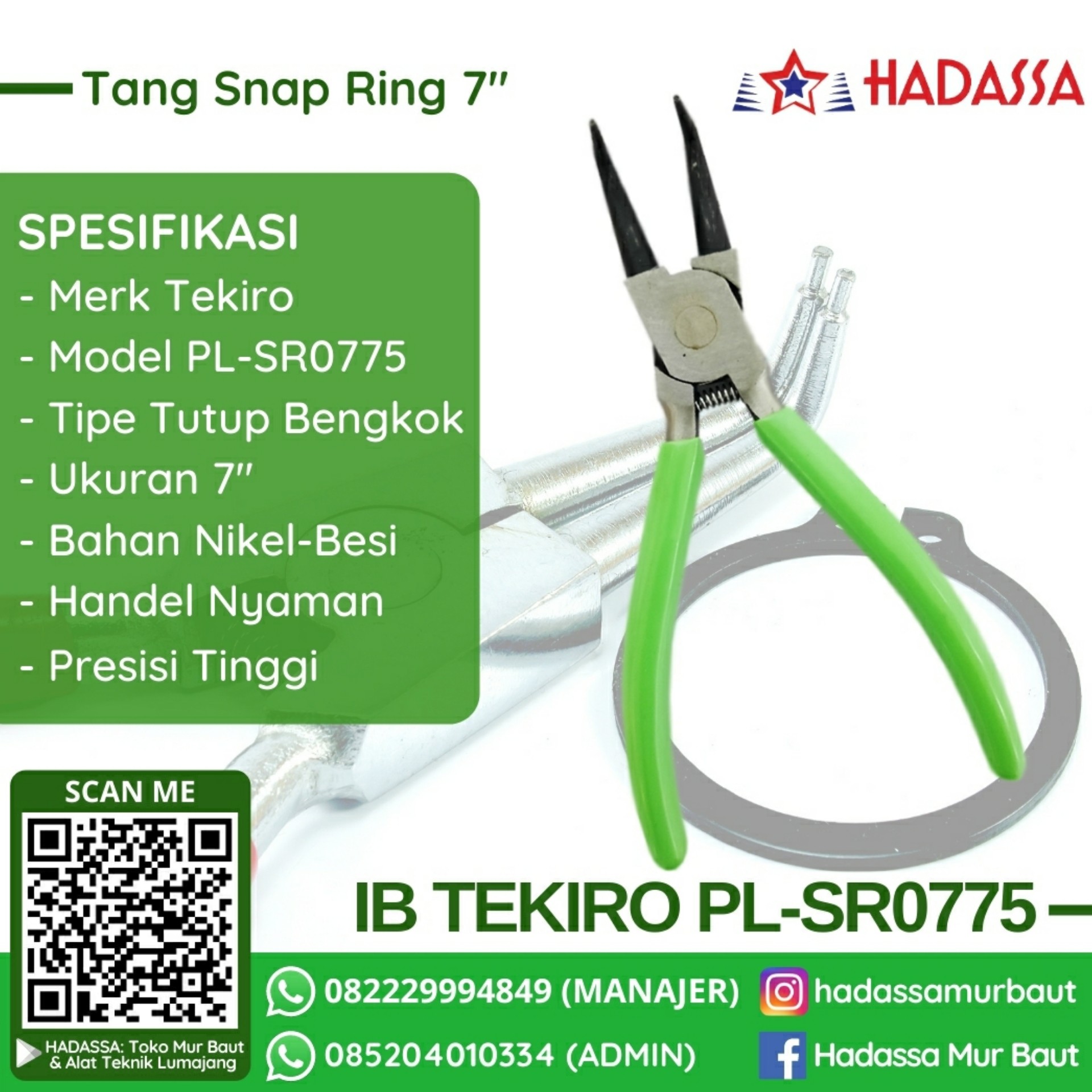 Tang Snap Ring 7 Inci IB Tekiro PL-SR0775