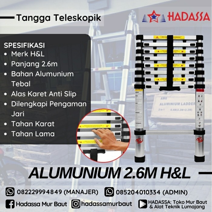 Tangga Teleskopik Alumunium 2koma6m HnL