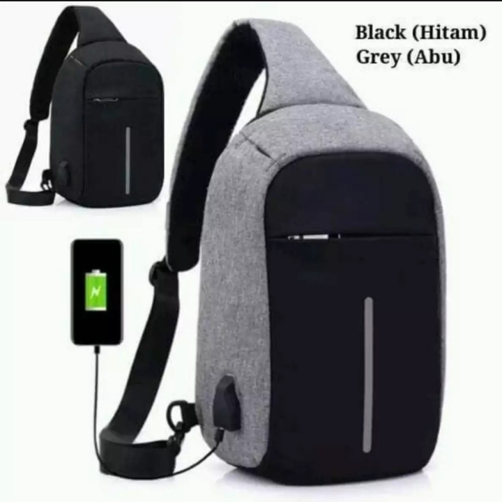 Tas Selempang Pria With Theft Usb