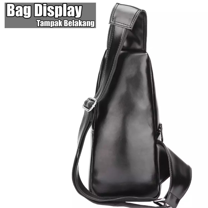 Tas Slempang Import Leather Sling Bag Waist bag Black 2