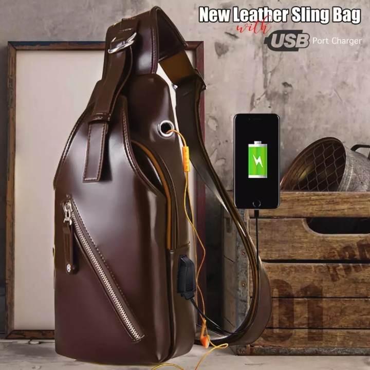 Tas Slempang Import Leather Sling Bag Waist bag Brown