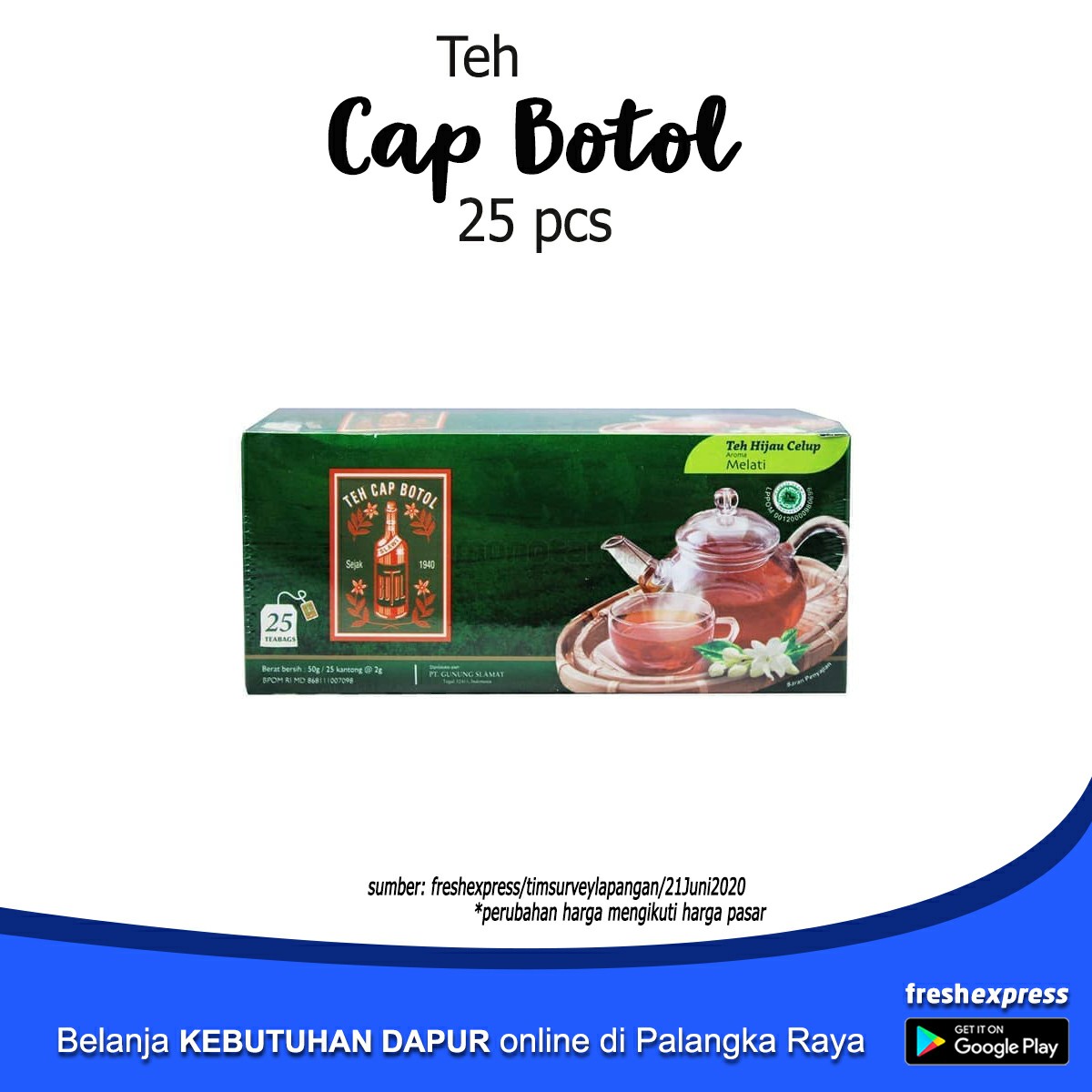 Teh Cap Botol 25 Pcs