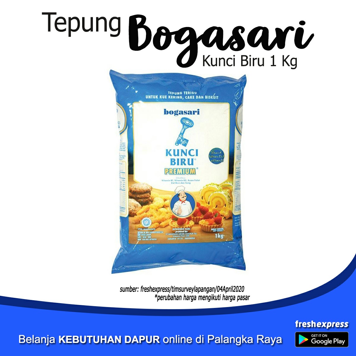 Tepung Bogasari Kunci Biru 1 Kg