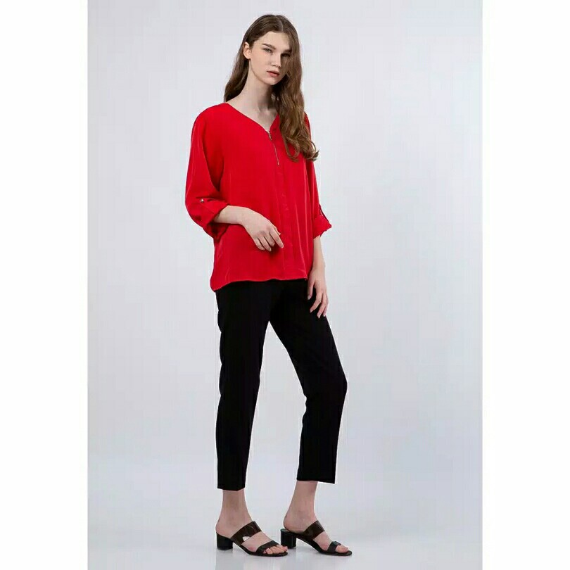 The Executive 5-BLWKEY220A038 Loose Blouse Red