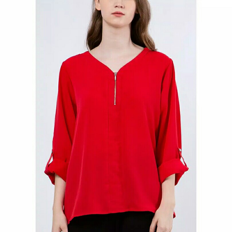 The Executive 5-BLWKEY220A038 Loose Blouse Red 2