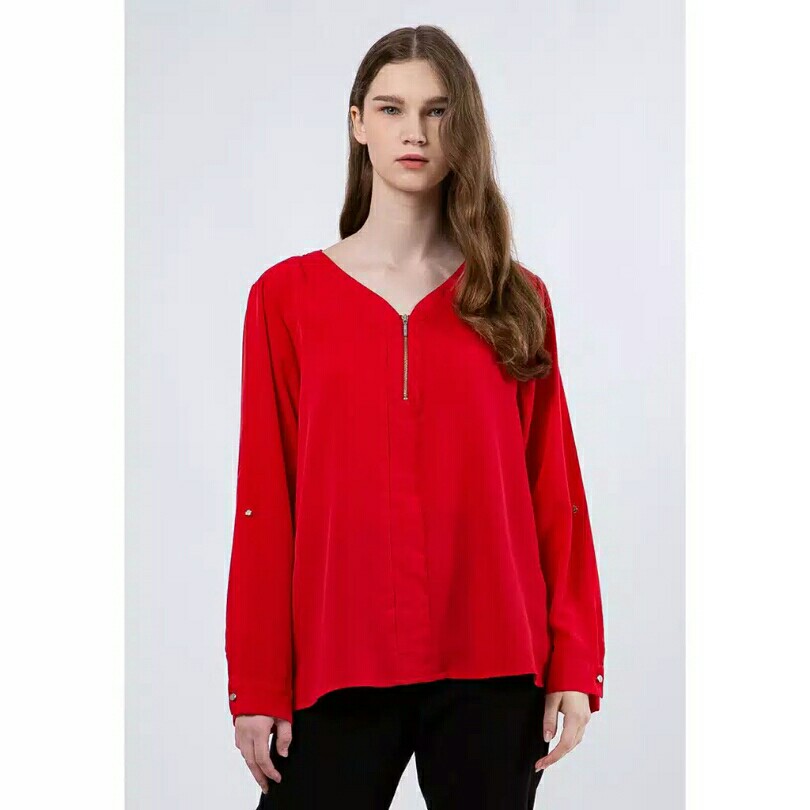 The Executive 5-BLWKEY220A038 Loose Blouse Red 4