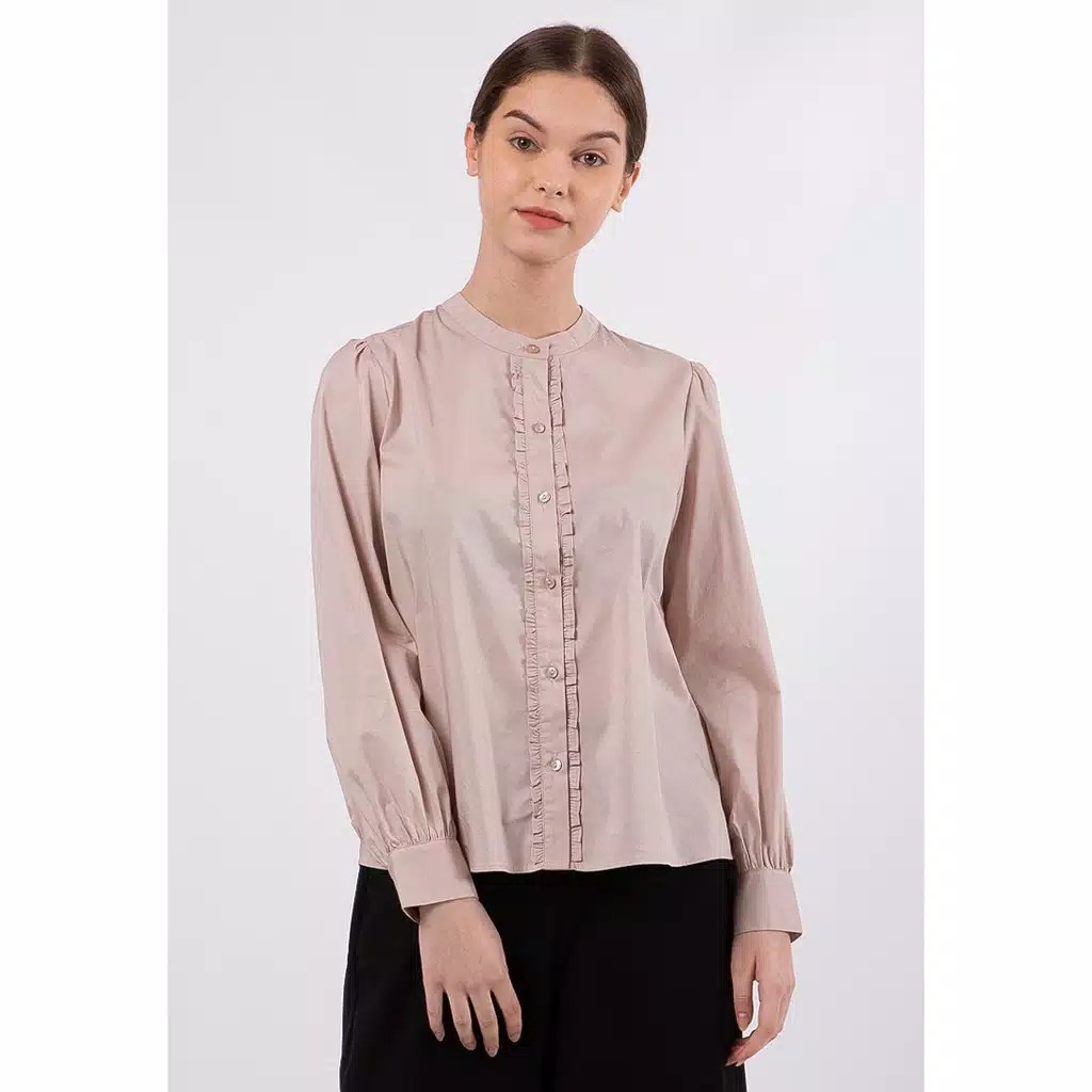 The Executive Balloon Sleeves Blouse 5-BLWFEM120E002 Taupe