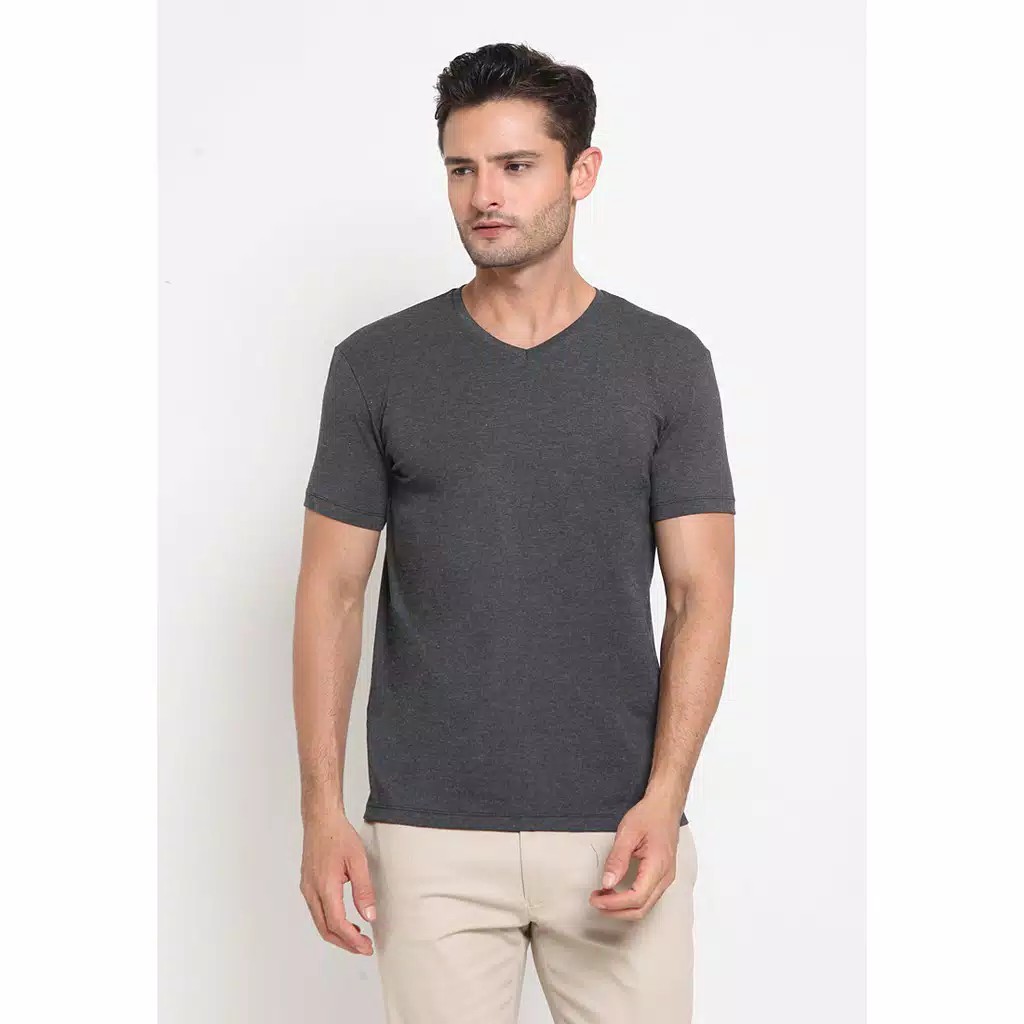 The Executive Basic V Neck T-Shirt 1-TSIBSC519O043 Dark Grey