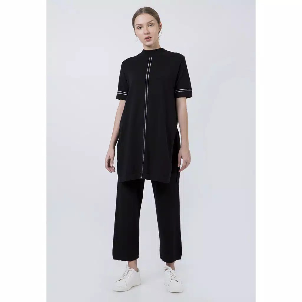 The Executive Loose Tunic With Contrast Line  5-TNGDYN120D058 Black 4