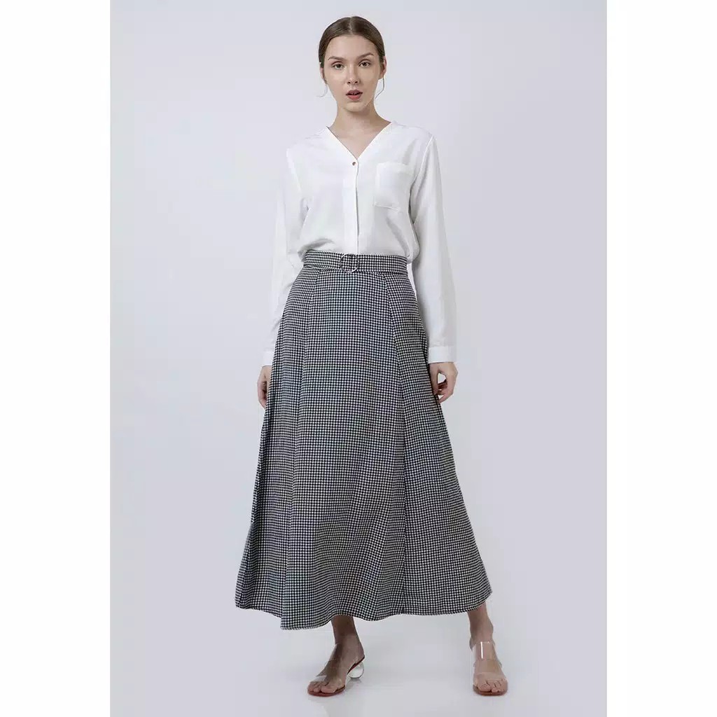 The Executive Patterned Maxi Skirt  5-SXWKEY120D034 Off White 4