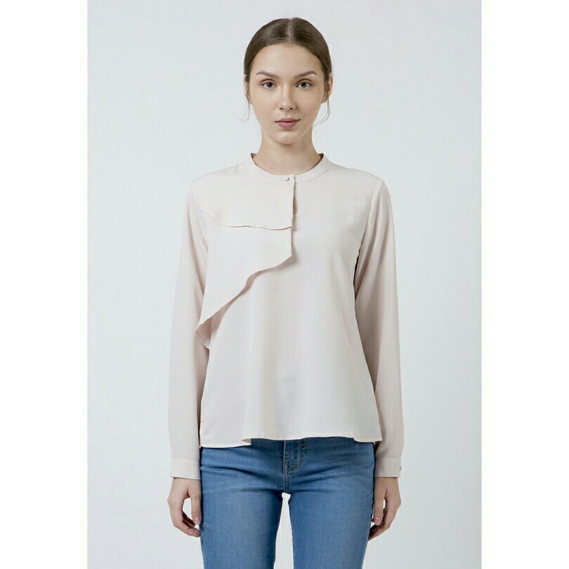 The Executive Plain Long Sleeves Blouse 5-BLWKEY120D013 Crea 4