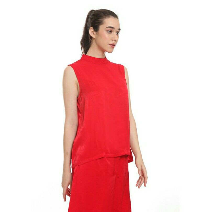 The Executive Sleeveless Blouse 5-SLWSIG219L039 Red