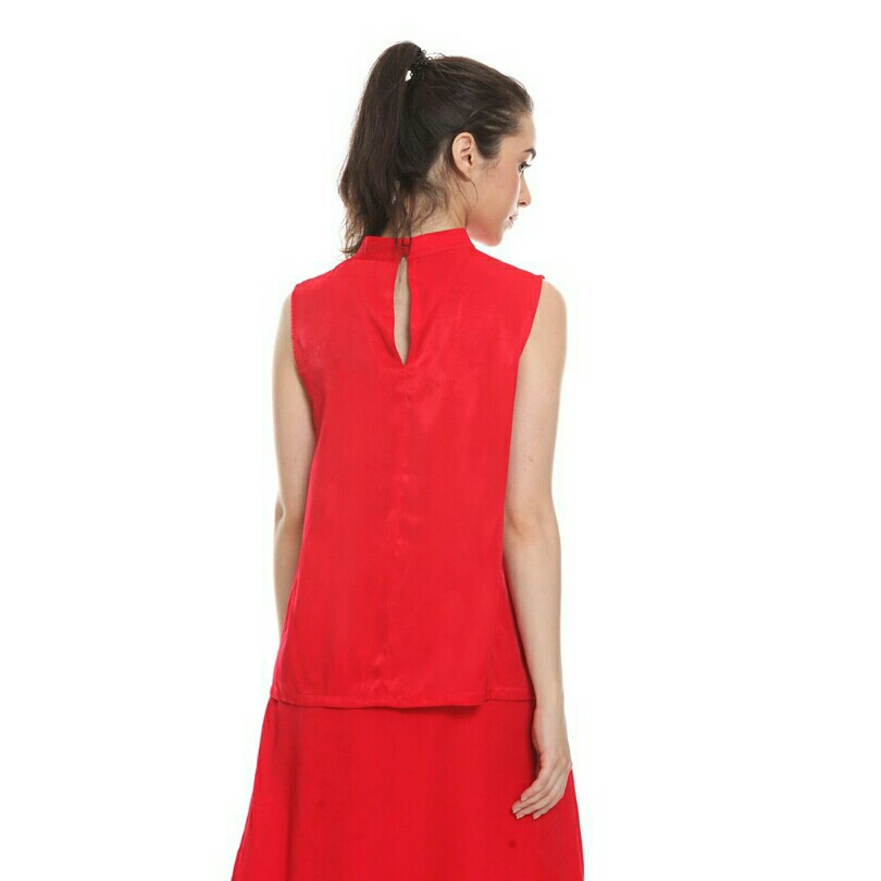 The Executive Sleeveless Blouse 5-SLWSIG219L039 Red 3