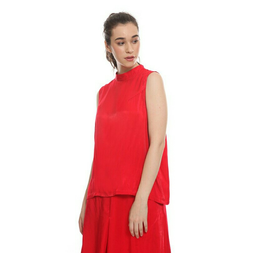 The Executive Sleeveless Blouse 5-SLWSIG219L039 Red 4